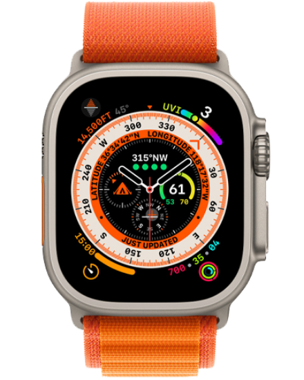 Mynd af Apple Watch Ultra Appelsínugul Alpine Loop ól / Small